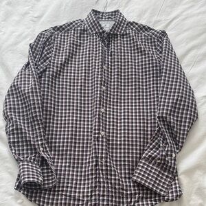 Brunello Cucinelli Brown and White Checkered Shirt